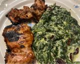 Foto del paso 8 de la receta: Pollo marinado oriental a la barbacoa con espinacas a la crema y arándanos!!!!