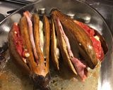 Une image de l'étape 14 de Aubergines graffiti farcies jambon oignon tomates et mozzarella di buffala.