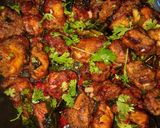 A picture of step 4 of Chicken 65.