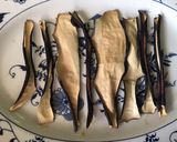 A picture of step 1 of California Farm Aubergine Skin Salmon Rolls.