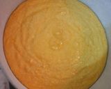 A picture of step 3 of Basbousa soaked in Orange & Honey syrup.
