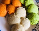 A picture of step 4 of Tri color Idli.