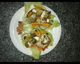 A picture of step 2 of Lettuce veggies wrap.