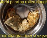 A picture of step 6 of Methi,mooli,aloo, matar ke parathe.