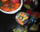 A picture of step 1 of Rainbow fruit salad with honey.