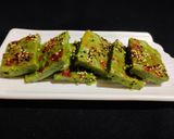 A picture of step 4 of Mung bean spinach dhokla.