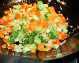 A picture of step 3 of Stir-Fried Shrimp with Brown Rice, Broccoli, and Edamame.