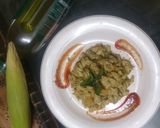 A picture of step 4 of Creamy pesto sauce pasta.