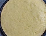 A picture of step 5 of Peach Swiss roll Ice cream Cake.