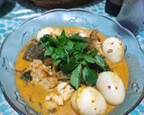 Foto langkah ke 6 dari resep Pecelan terong + telur + tahu tempe + santan.