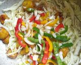A picture of step 6 of Fried plantain with steamed cabbage and egg.