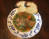 A picture of step 3 of California Farm Beef Broth Swiss Chard Soup.