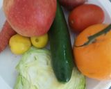 A picture of step 1 of Mix Veggies salad 🥗 with orange 🍊 dressing.