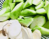 Hình bước làm 1 của món Mướp Khía Xào Nấm Đùi Gà Chay🍄