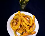 A picture of step 4 of Fried onion Scapes Rings.
