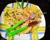 A picture of step 5 of Hariyali Chhola with butter naan.