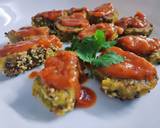 Parsley Lauki muthiya topped with pizza sezhwan sauce recipe step 7 photo