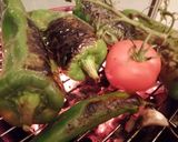 A picture of step 1 of Green Bell Pepper and Kalamata Olive Sauce.