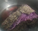 A picture of step 1 of Purple yam halwa with coconut milk.