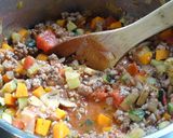 A picture of step 2 of Meat & more veg bolognese.