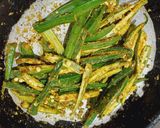 A picture of step 3 of Kurkuri Bhindi.