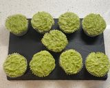 A picture of step 10 of Matcha and Red Bean Cupcakes with Matcha Buttercream Frosting.