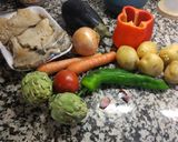 Foto del paso 1 de la receta Guiso de verduras con alcachofas y setas vegano