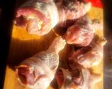 A picture of step 5 of Bacon & Sirloin Wrapped, Cream Cheese Stuffed Chicken Legs.