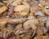 A picture of step 2 of Lambs' liver with mushrooms.
