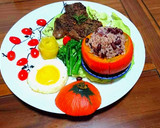 養生南瓜紅豆飯佐百里香梅花豬排&箭筍排骨湯（創意料理）的食譜步驟5照片