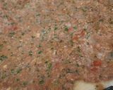 A picture of step 3 of Lahm Bi Ajeen (Middle Eastern Meat Pies).