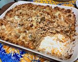 Une image de l'étape 24 de Gratin de coquillettes au lard, 3 fromages, tomates et champignons.