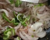 A picture of step 1 of Cheese onion capsicum vesitables.