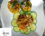A picture of step 10 of Meaty plantain stuffed bell pepper.