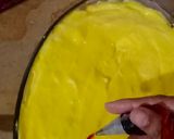 A picture of step 10 of Mango custard cake with green mango tree.