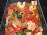 Verduras con langostinos