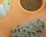 A picture of step 6 of Fulka with red mung dal.