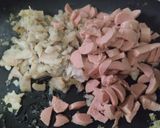 Foto del paso 4 de la receta: "Pizza"🍕de plátano🍌🥓🍗pintón🍕🧀🍅sin horno
