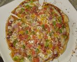 A picture of step 7 of Vegetable pizza without pizza base and without microwave.