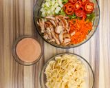 A picture of step 1 of Pasta and Chicken Salad.