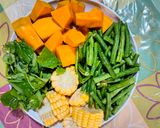 Foto langkah ke 2 dari resep Lodeh Santan Labu Kuning, Bayam, Kacang Panjang, dan Jagung.