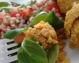 Foto del paso 13 de la receta: Bolitas de lentejas rojas con ensalada verde y espelta enriquecida en Agua de mar💦🍽