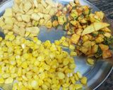 A picture of step 2 of Kurkuri sweetcorn aloo chat.