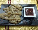 A picture of step 5 of Momo with keema filling.