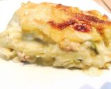 A picture of step 7 of Salmon, Zucchini, and Leek Lasagna.