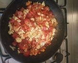 A picture of step 2 of Thai Basil Shrimp, Tomato, and Egg Fried Rice.