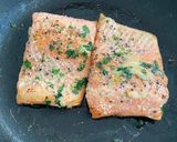 A picture of step 1 of Salmon & Mashed Veggies with Spring Onion & Chives Cream Cheese.