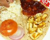 A picture of step 2 of Desi tortilla wrap.