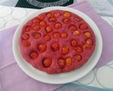 A picture of step 7 of Pink Focaccia with Cherry Tomatoes.