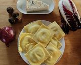 A picture of step 1 of Ravioli with Red Radicchio, Gorgonzola, and Walnuts.